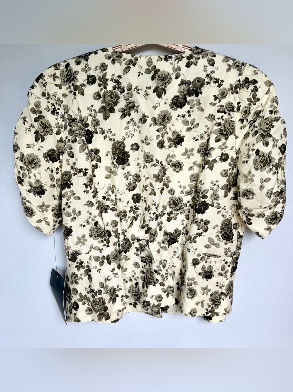 Tuckernuck Lisle Floral Peplum Top NWT XXL Puff Sleeve V-Neck Blouse - Picture 15 of 16